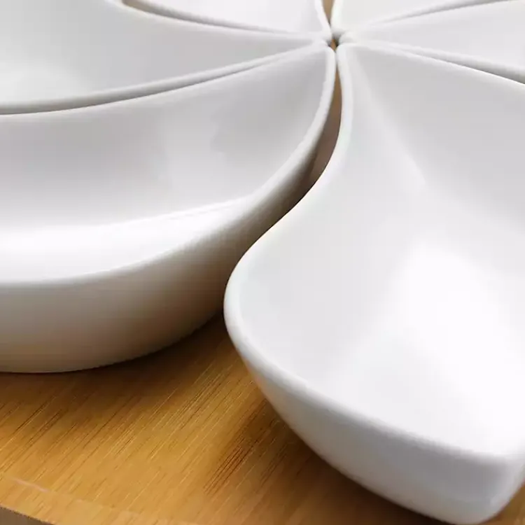 Serving & Entertaining-Kirklands Home Bamboo 6 Piece Ceramic Flower Set Lazy Susan