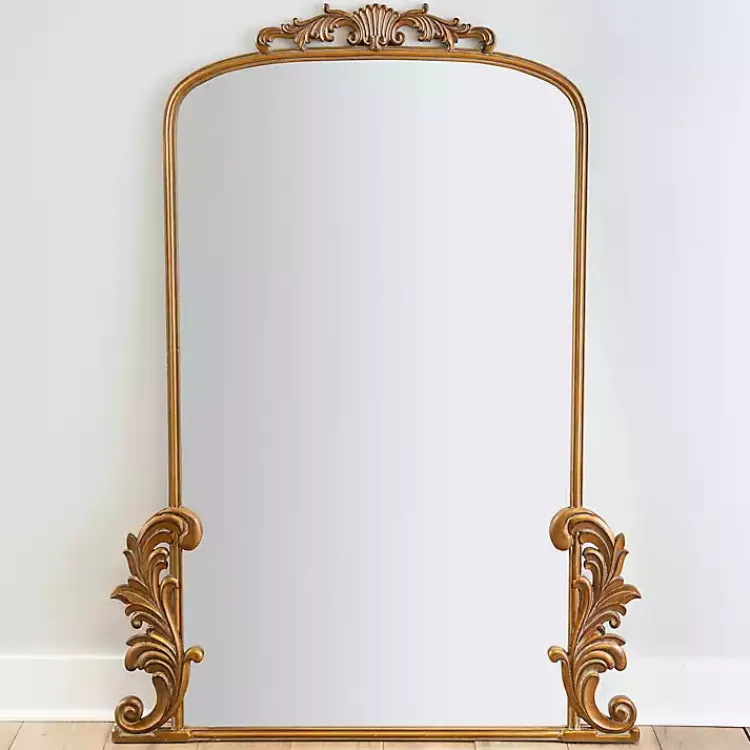 Full Length & Floor Mirrors-Kirklands Home Gold Bordeaux Ornate Leaner Mirror, 46x63 in.