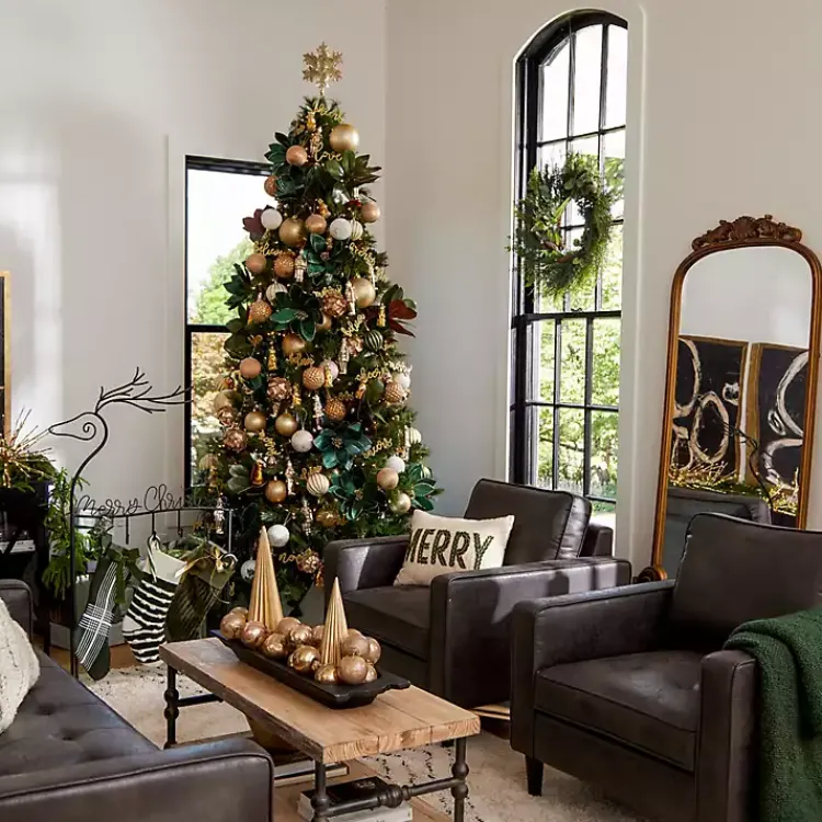 Full Length & Floor Mirrors-Kirklands Home Gold Bordeaux Ornate Leaner Mirror, 46x63 in.