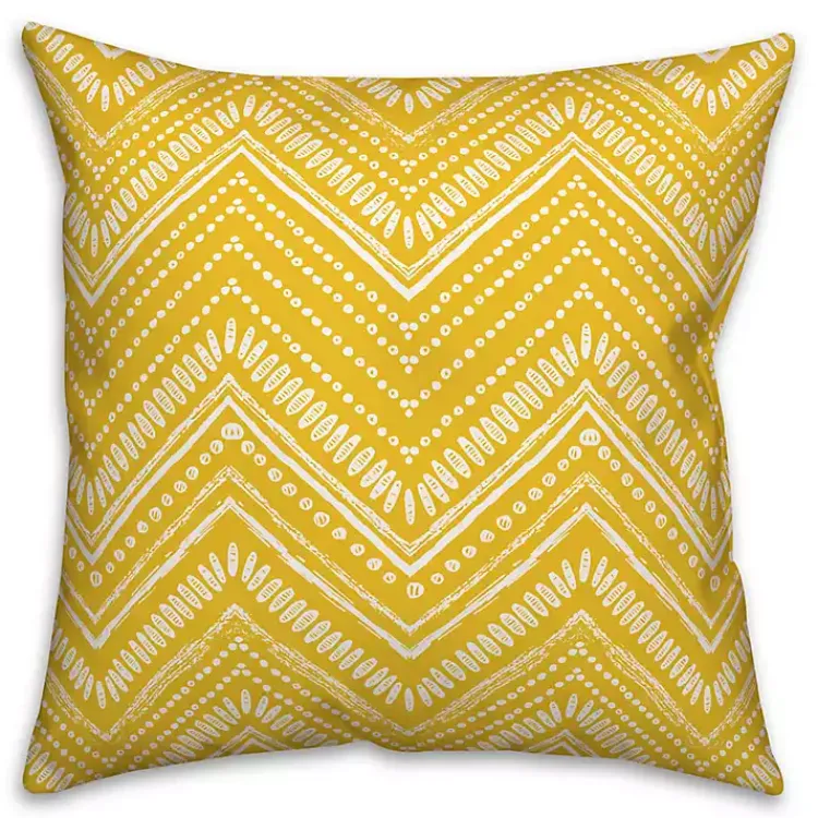 Outdoor Cushions & Pillows-Kirklands Home Chevron Dot Outdoor Pillow Yellow
