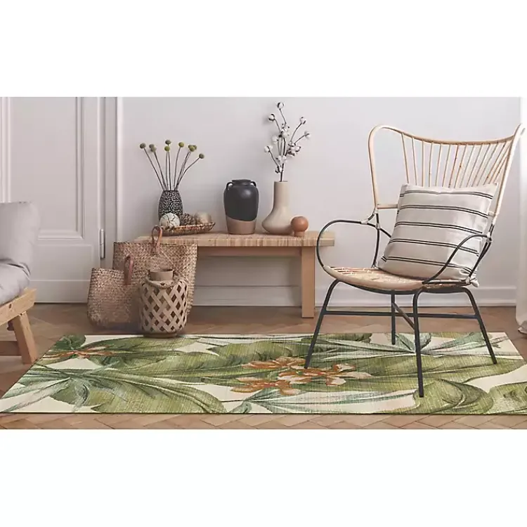 Outdoor Rugs-Kirklands Home Island Leaf Outdoor Rug, 4x7 Multi