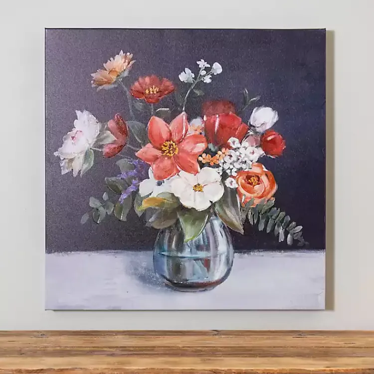 Canvas Art-Kirklands Home Fall Floral Vase Canvas Art Print Blue