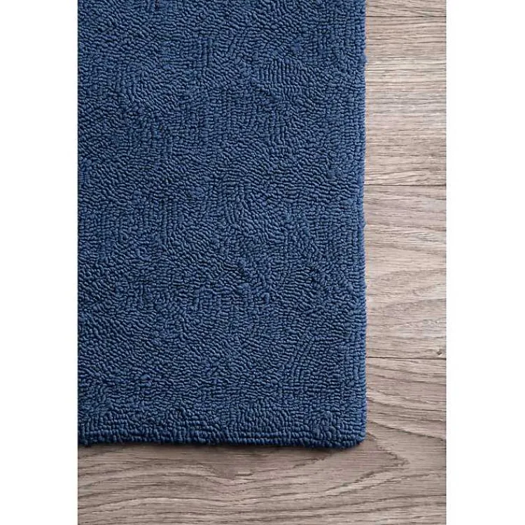 Outdoor Rugs-Kirklands Home Navy Starfish Hooked Indoor/Outdoor Area Rug, 7x9