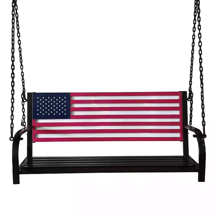 Outdoor Seating-Kirklands Home American Flag Metal Bench Swing Multi