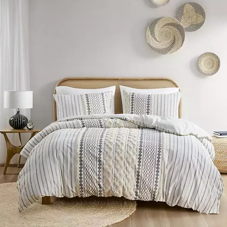 Comforters-Kirklands Home Cotton Tufted King 3-pc. Comforter Set Ivory