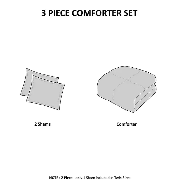 Comforters-Kirklands Home Neutral Stripe Full/Queen 3-pc. Comforter Set