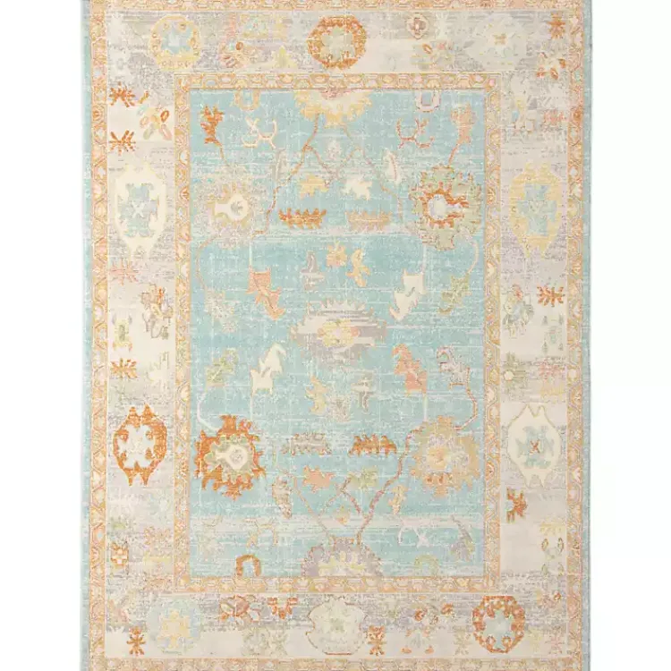 Area Rugs-Kirklands Home Aqua and Beige Bohemian Area Rug, 5x8