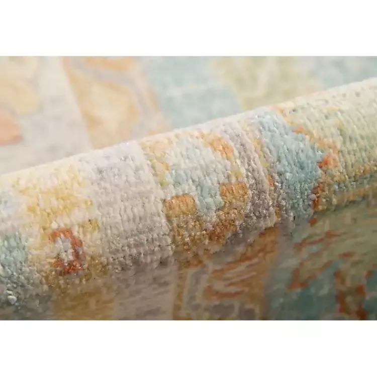 Area Rugs-Kirklands Home Aqua and Beige Bohemian Area Rug, 5x8