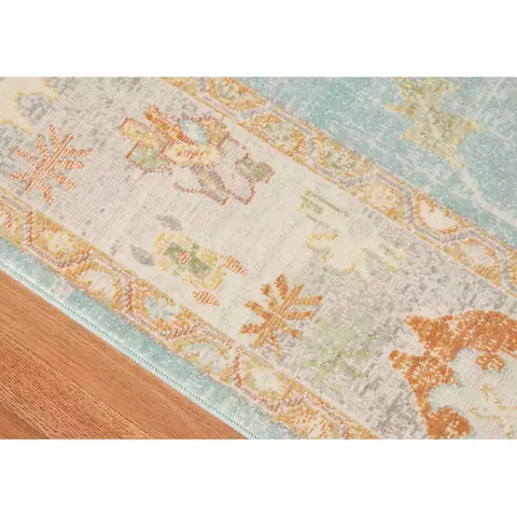 Area Rugs-Kirklands Home Aqua and Beige Bohemian Area Rug, 7x9 Blue