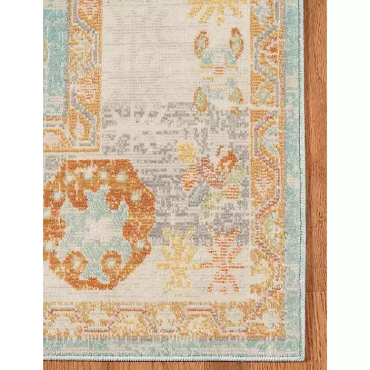 Area Rugs-Kirklands Home Aqua and Beige Bohemian Area Rug, 7x9 Blue