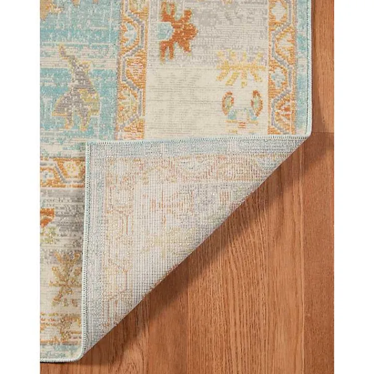 Area Rugs-Kirklands Home Aqua and Beige Bohemian Area Rug, 7x9 Blue