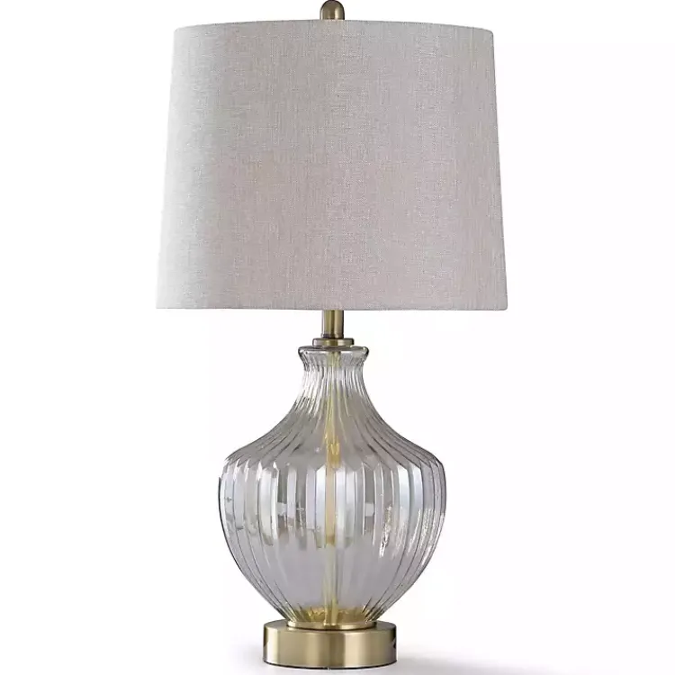Table Lamps-Kirklands Home Gold Glass Traditional Table Lamp Tan