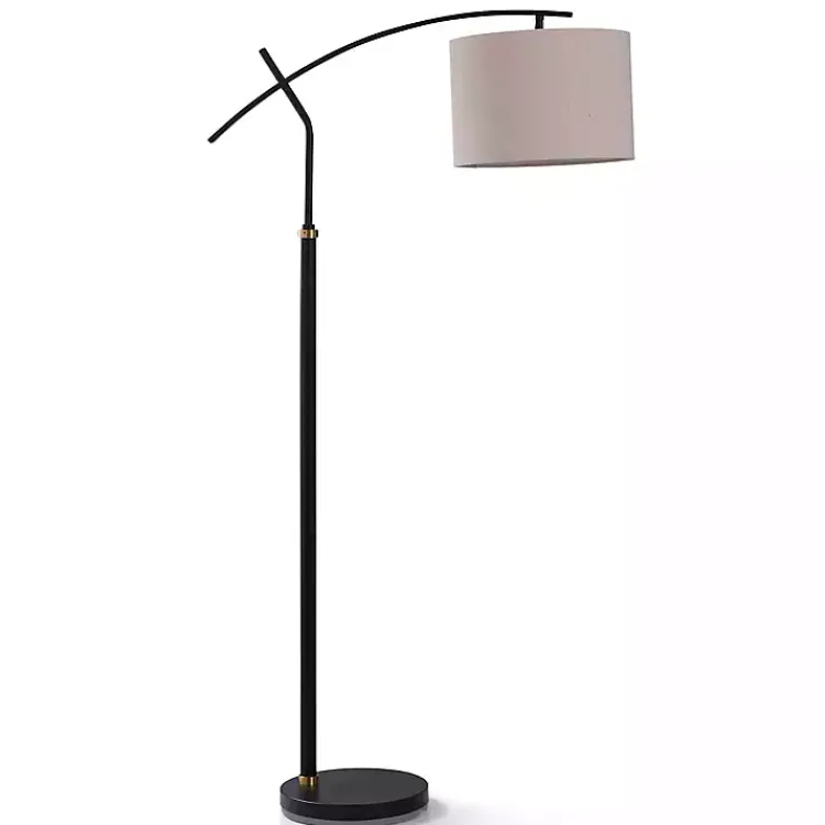 Floor Lamps-Kirklands Home Black Dudley Adjustable Arm Floor Lamp Tan
