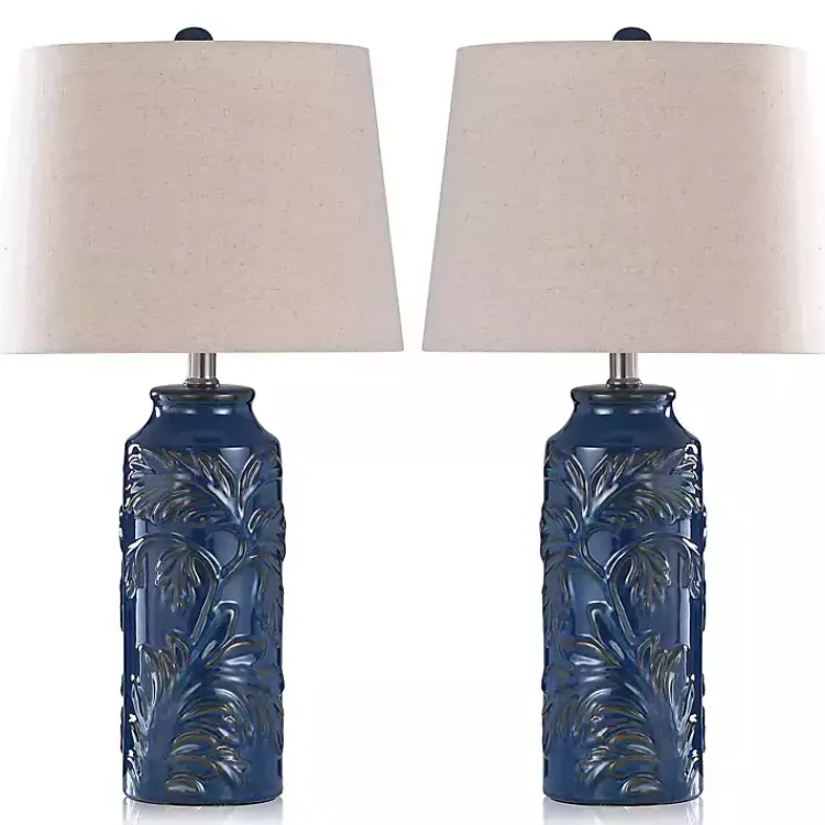 Table Lamps-Kirklands Home Blue Boical Mayfield Table Lamps, Set of 2 Tan