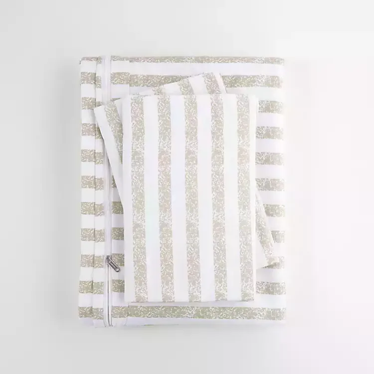 Duvets-Kirklands Home Rugged Stripes Puffed 3-pc. Queen Duvet Set Ivory