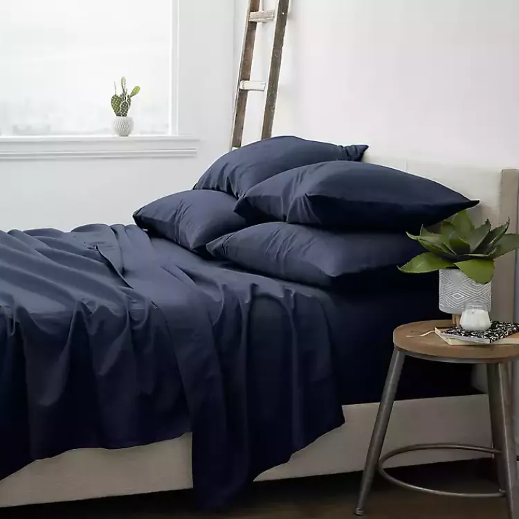 Bed Sheets-Kirklands Home Navy Ultra Soft 6-pc. California King Sheet Set Blue