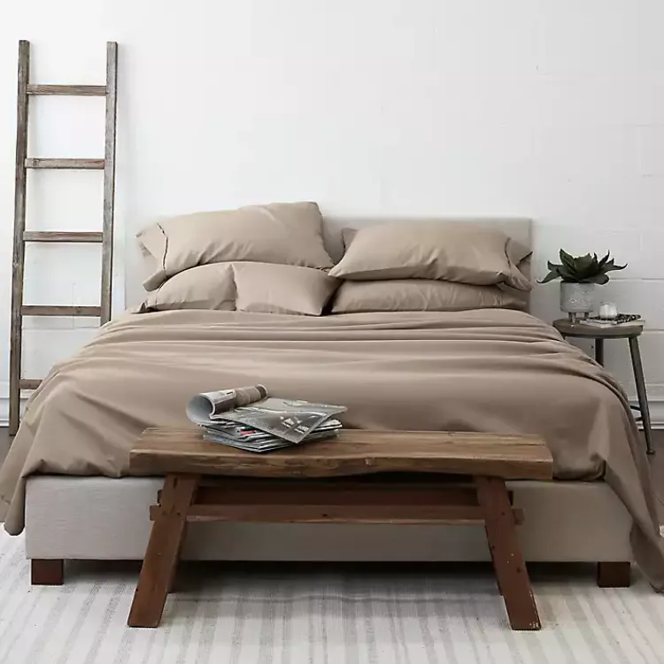 Bed Sheets-Kirklands Home Taupe Ultra Soft 6-pc. Queen Sheet Set Tan