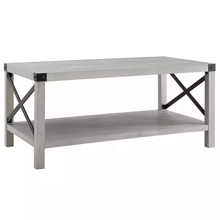 Coffee Tables-Kirklands Home Stone Modern Farmhouse Coffee Table Gray