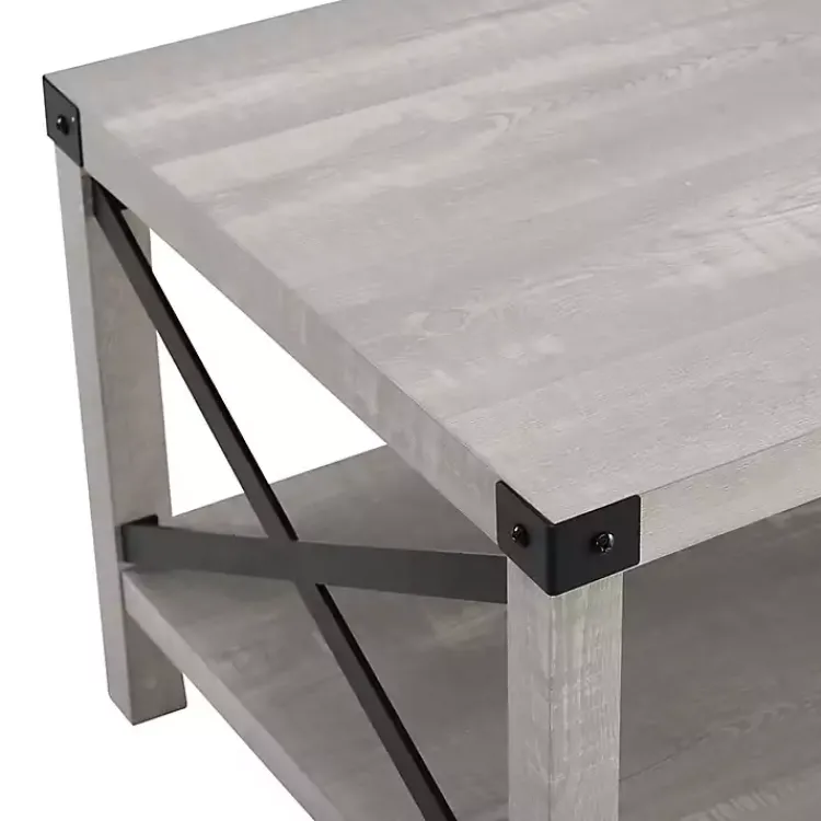 Coffee Tables-Kirklands Home Stone Modern Farmhouse Coffee Table Gray