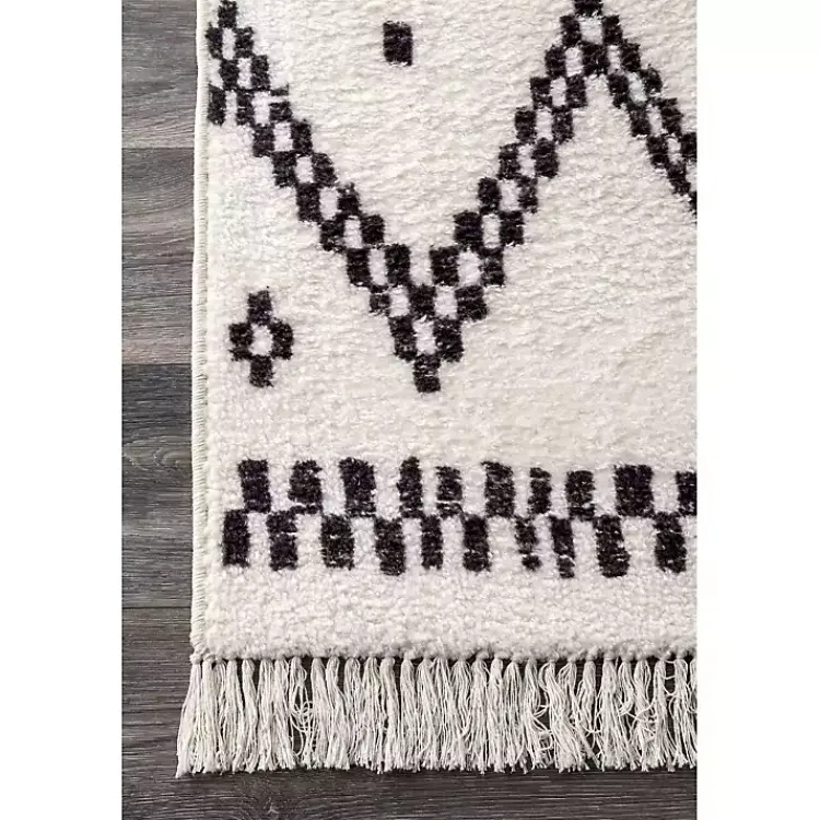Area Rugs-Kirklands Home Black and White Tracy Fringed Area Rug, 5x8