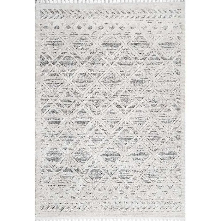 Area Rugs-Kirklands Home Shaggy Lattice Tassel Ansley Area Rug, 5x7