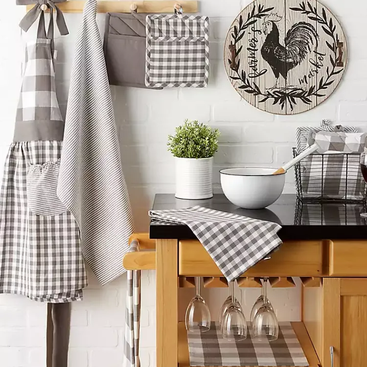 Kitchen Accessories-Kirklands Home and White Multiprint 4-pc. Pot Holder Set Gray