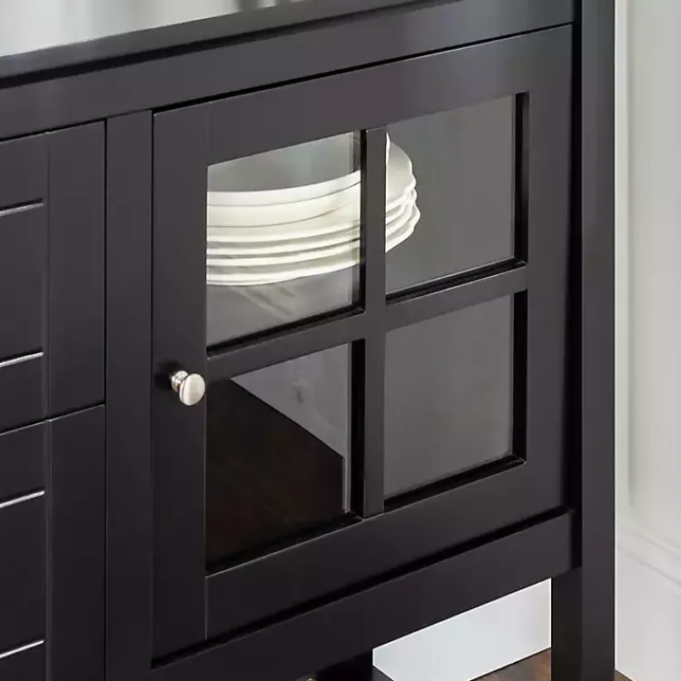 Cabinets & Sideboards-Kirklands Home Wood and Glass Buffet Cabinet Black