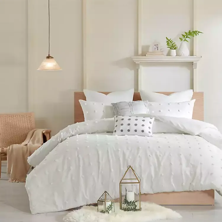 Duvets-Kirklands Home Tufted Cotton 7-pc. Full/Queen Duvet Set Ivory