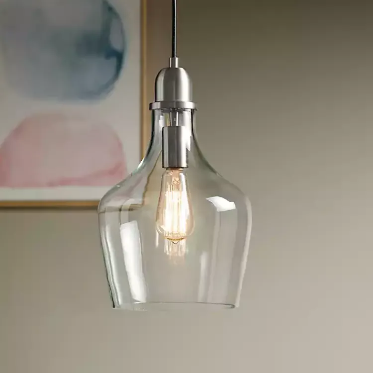 Chandeliers & Pendant Lighting-Kirklands Home Glass Avalon Pendant Light Silver