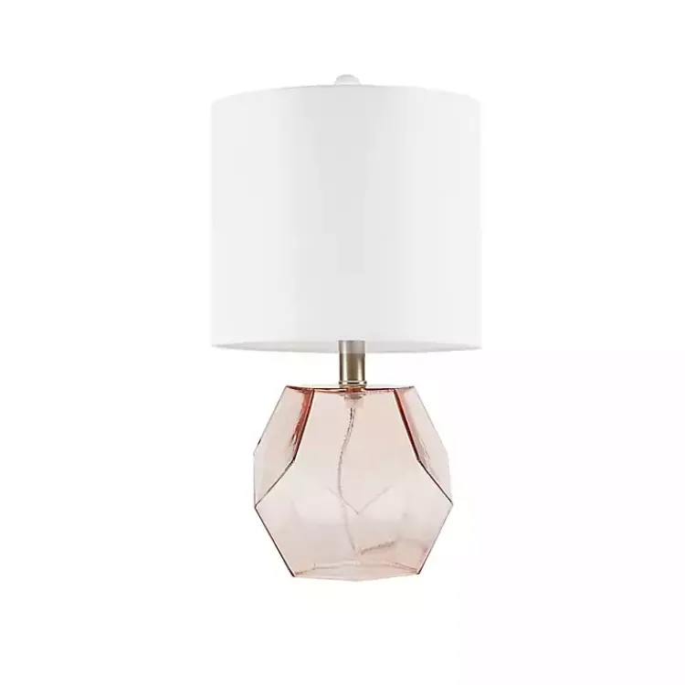 Table Lamps-Kirklands Home Pink Glass Stella Table Lamp White