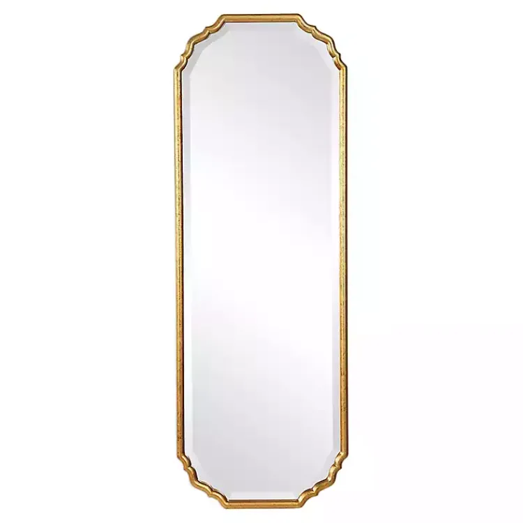 Decorative Mirrors-Kirklands Home Antique Gold Wooden Mirror with Curved Corners