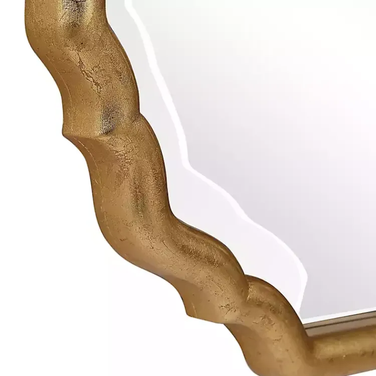 Decorative Mirrors-Kirklands Home Antique Gold Wooden Mirror with Curved Corners