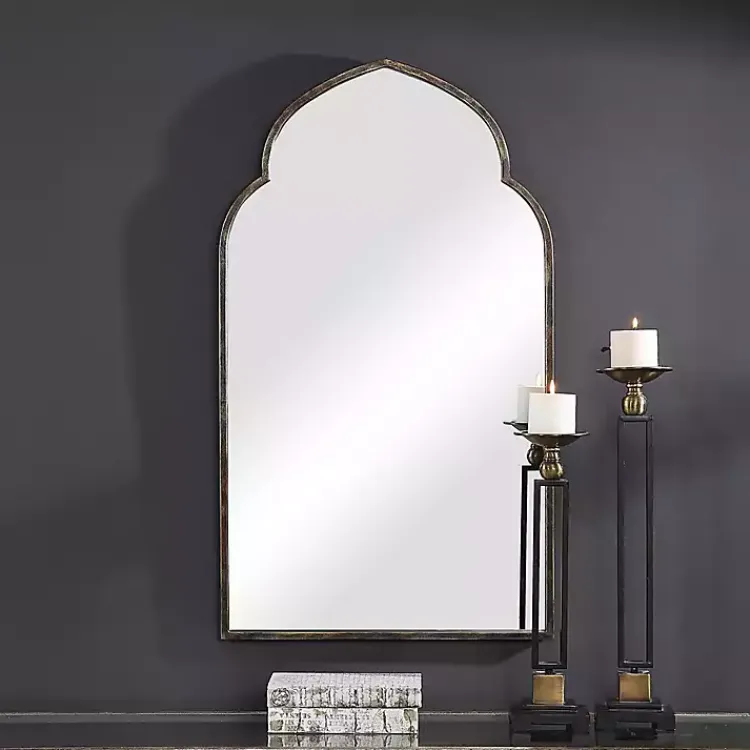 Decorative Mirrors-Kirklands Home Gold and Bronze Metal Arch Mirror