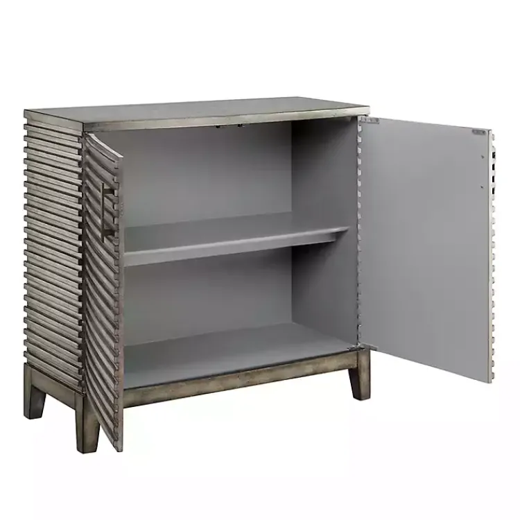 Cabinets & Sideboards-Kirklands Home Distressed Linear 2-Door Wooden Chest Gray