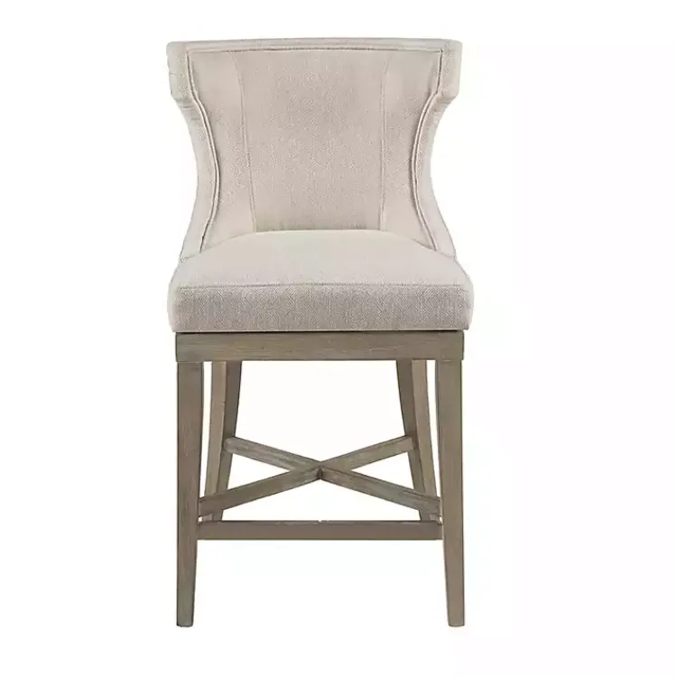 Bar Stools & Counter Height Stools-Kirklands Home Cream Wingback Swivel Seat Counter Stool