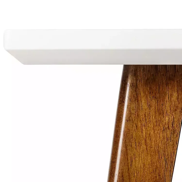 Accent & End Tables-Kirklands Home White Top and Pecan Wood Mid-Century Modern Table Brown