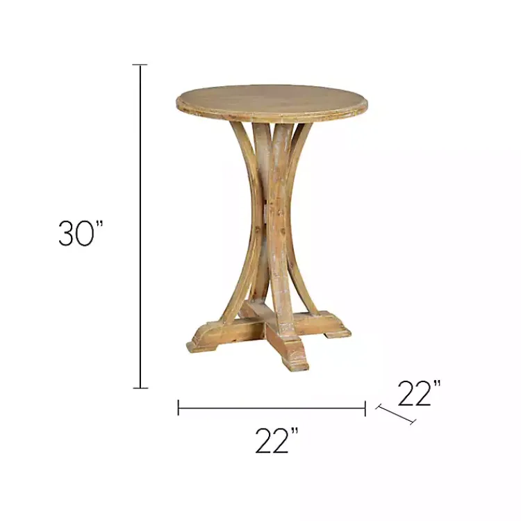 Accent & End Tables-Kirklands Home Natural Wooden Arched Base Round Top Accent Table Tan