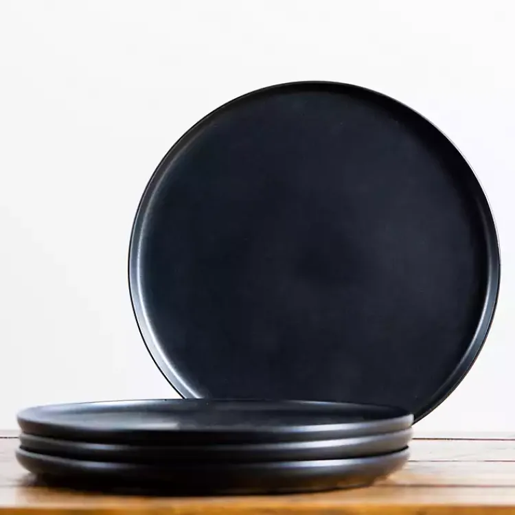 Dinnerware-Kirklands Home Matte Simple Things Dinner Plates, Set of 4 Black