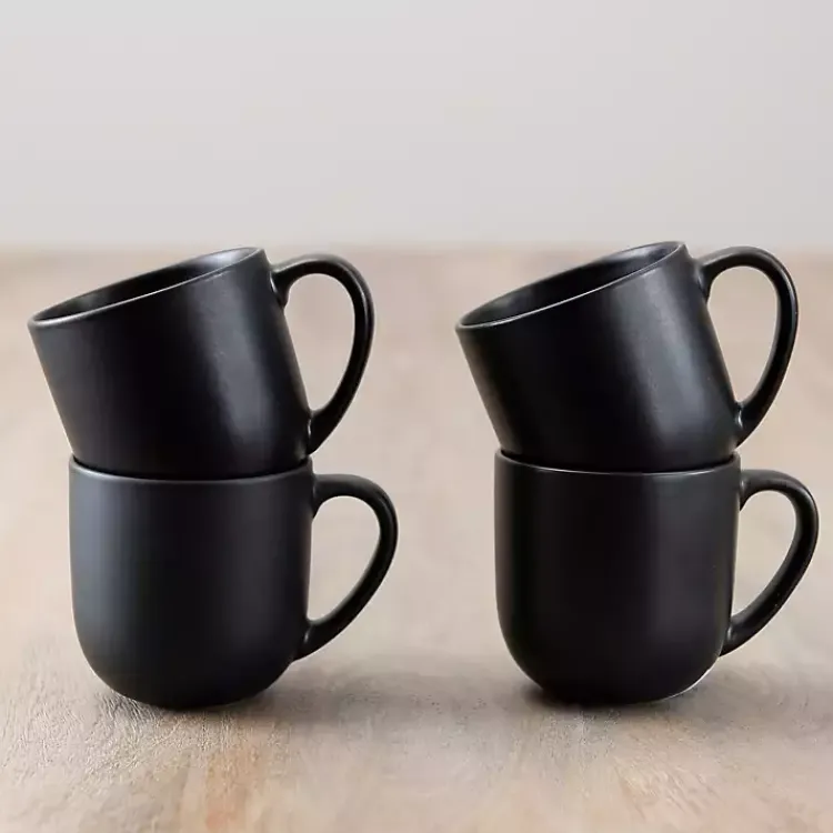 Glassware & Drinkware-Kirklands Home Matte Simple Things Mugs, Set of 4 Black