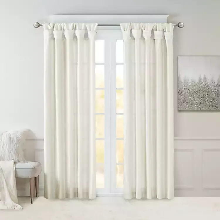 Curtains & Drapes-Kirklands Home Twist Top Curtain Panel, 95 in. White