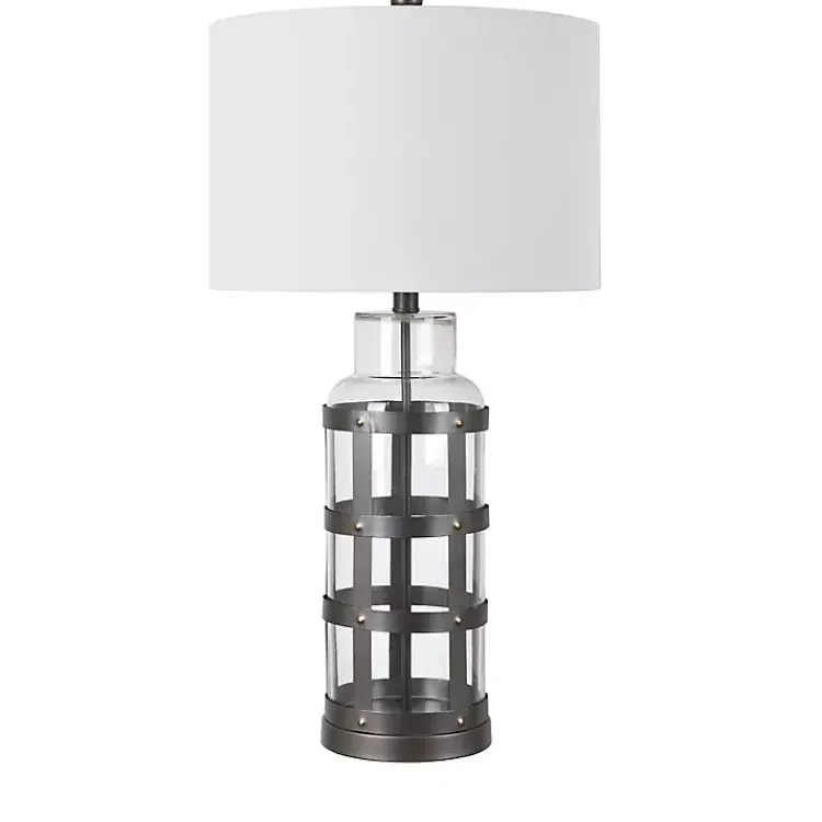 Table Lamps-Kirklands Home Galvanized Metal Glass Jug Table Lamp White