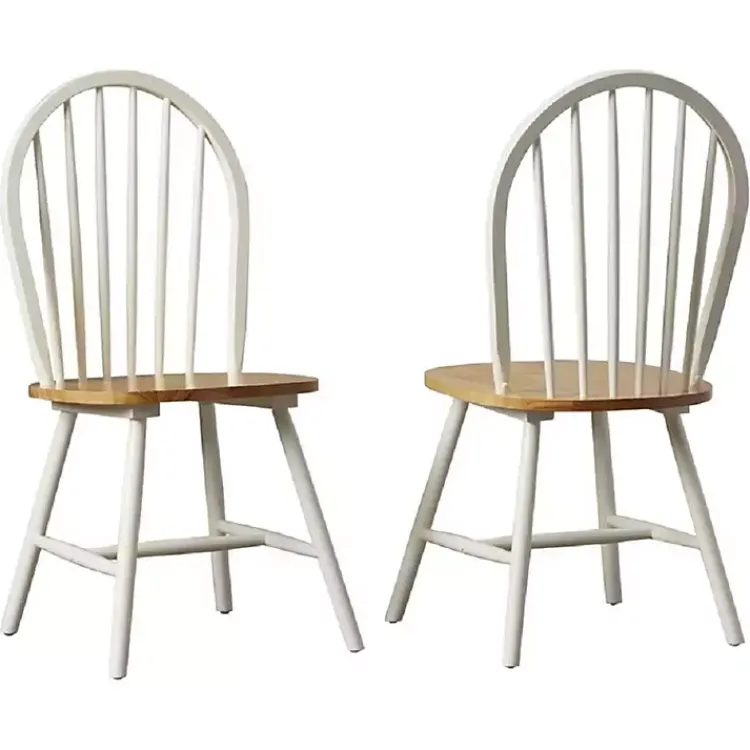 Dining Chairs-Kirklands Home Cream & Natural Wooden Dining Chairs, Set of 2 White