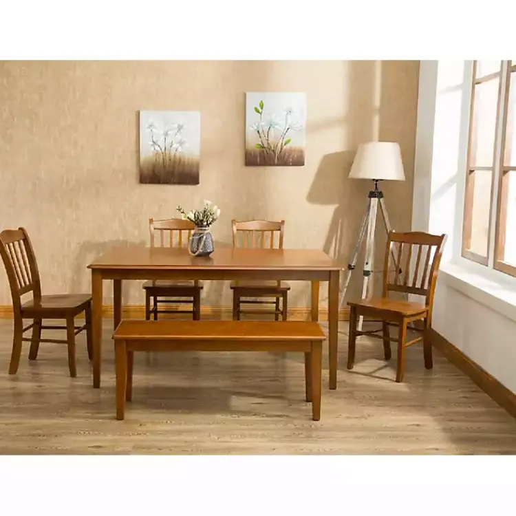 Dining Chairs-Kirklands Home Walnut Wooden Dining Bench Brown