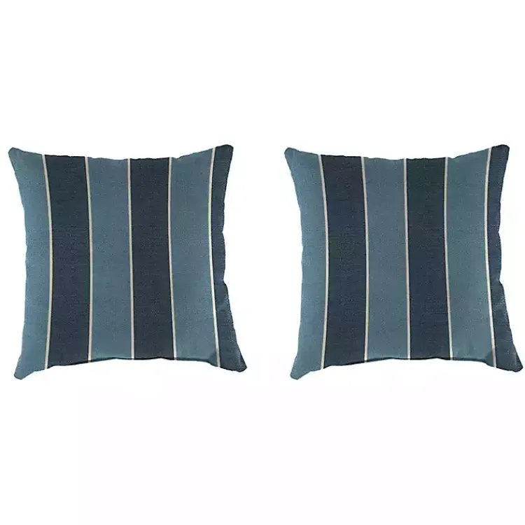 Outdoor Cushions & Pillows-Kirklands Home Indigo Stripe Wickenburg Outdoor Pillows, Set of 2 Blue