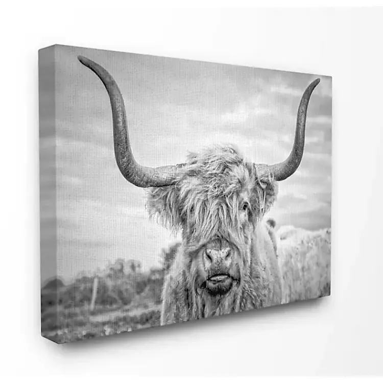 Canvas Art-Kirklands Home Black and White Highland Cow Canvas Art Print