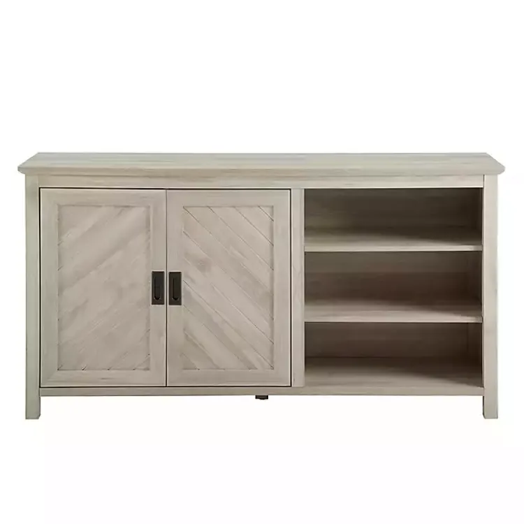 Cabinets & Sideboards-Kirklands Home Birch 2-Door Chevron Cabinet Tan
