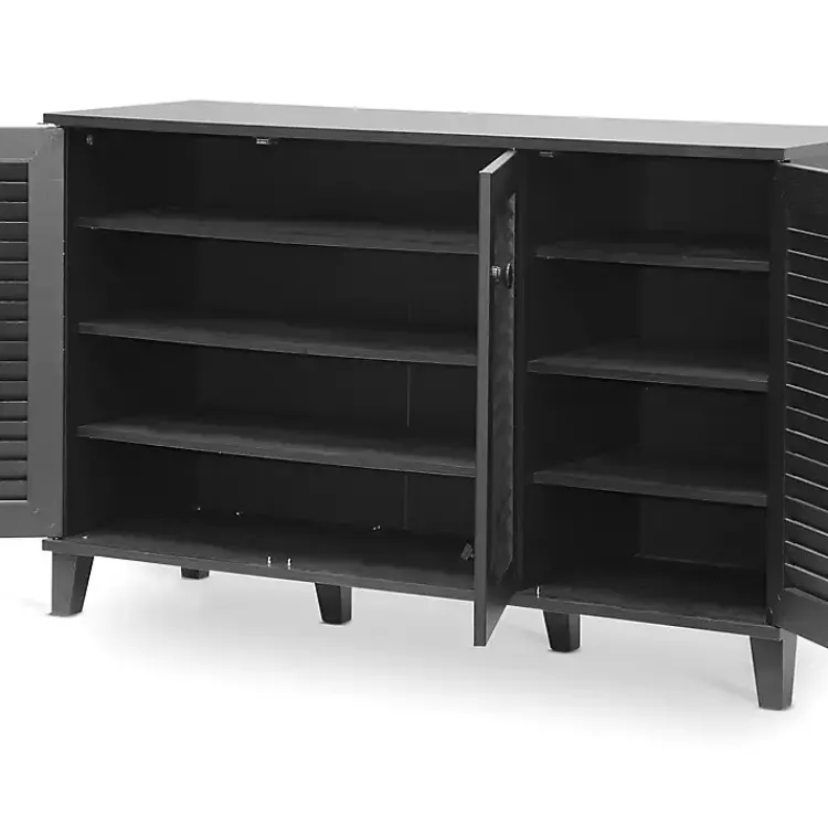 Cabinets & Sideboards-Kirklands Home Espresso 3-Door Wood Cabinet Brown