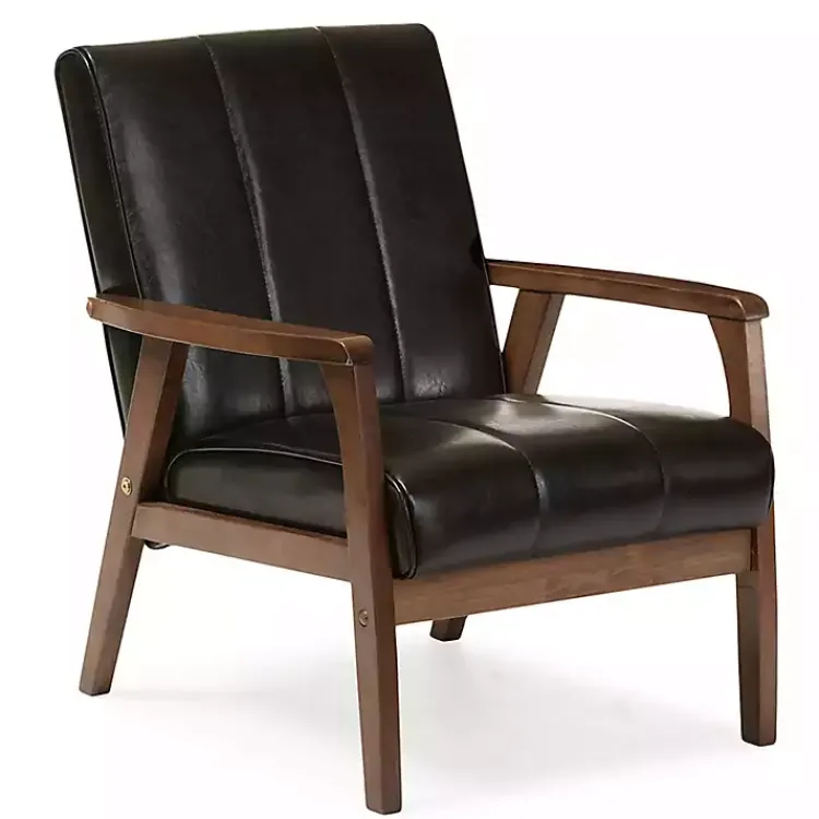 Accent Chairs-Kirklands Home Faux Leather Kegan Accent Chair Black