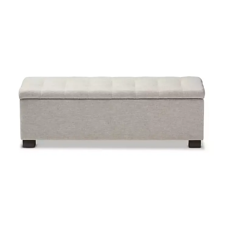 Entryway Furniture-Kirklands Home Beige Grid-Tufted Contemporary Storage Bench Tan