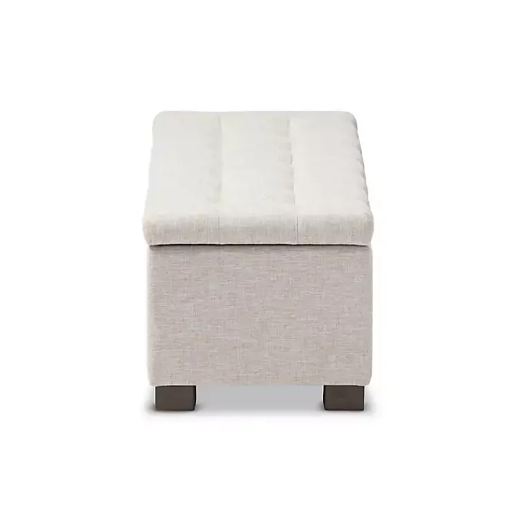 Entryway Furniture-Kirklands Home Beige Grid-Tufted Contemporary Storage Bench Tan